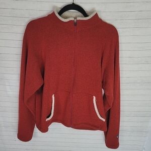 KUHL ALPACA FLEECE RED FULL ZIP JACKET, SZ LARGE